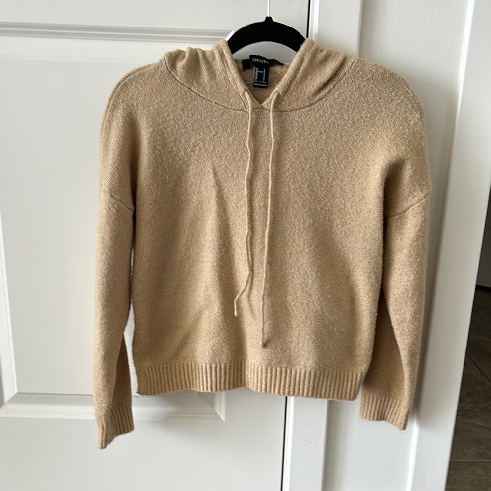 Forever 21 Cozy Tan knit Hoodie Sweater hooded